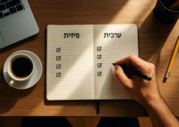 מחברת עם שתי רשימות - ערכית ופיזית